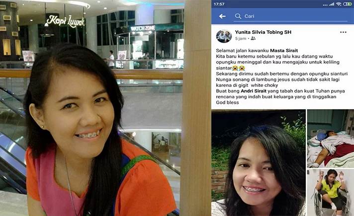 Masta boru Sirait dan screenshot dari akun FB Yunita Silvia Tobing. (Foto: Facebook)