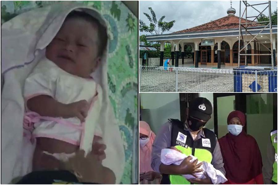 Bayi laki laki ditinggalkan di Masjid desa Kutu Kulon Jetis Ponorogo (Foto Istimewa)