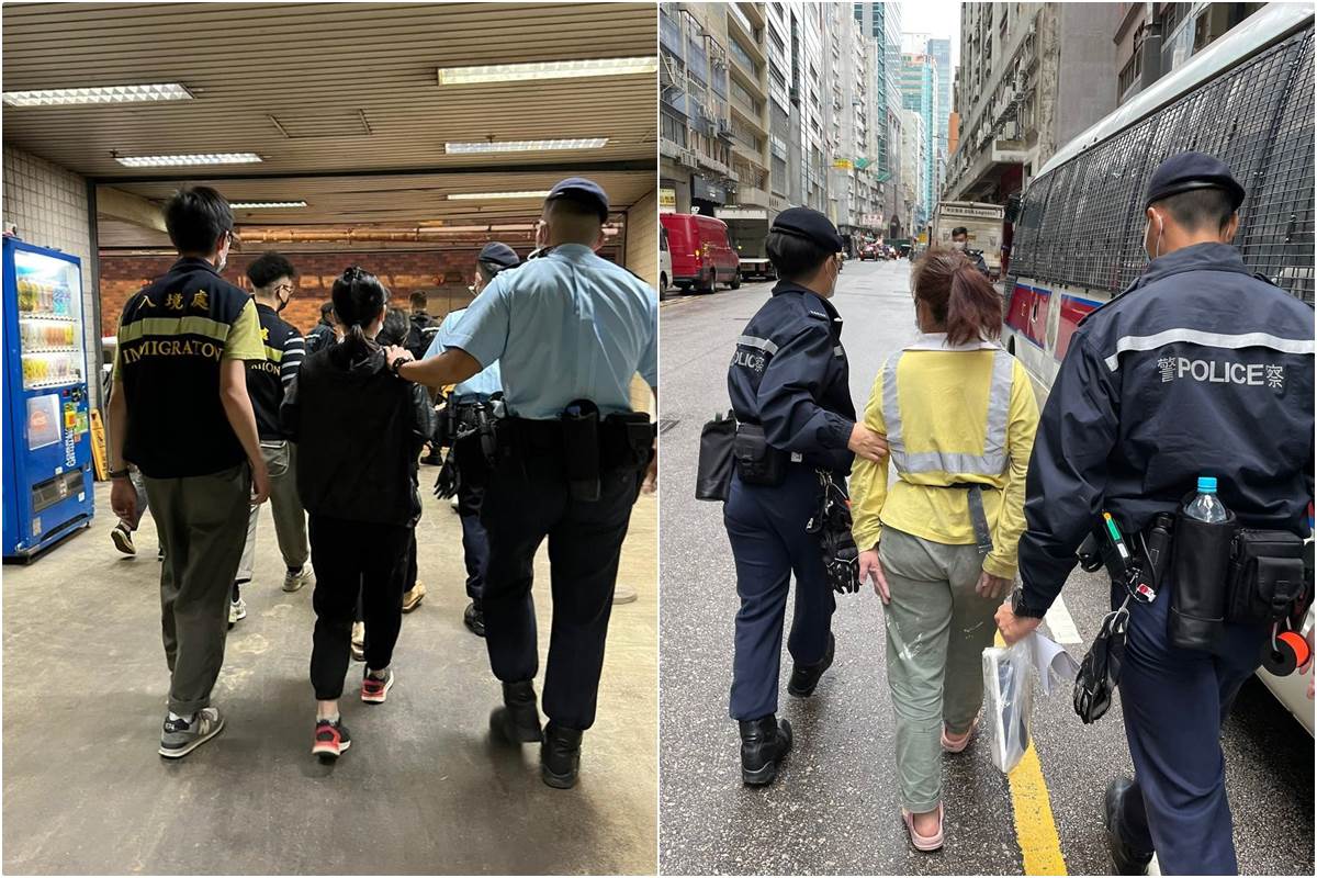 9 orang ditangkap dalam operasi anti pekerja ilegal di Kowloon Timur (Foto Hong Kong Police)