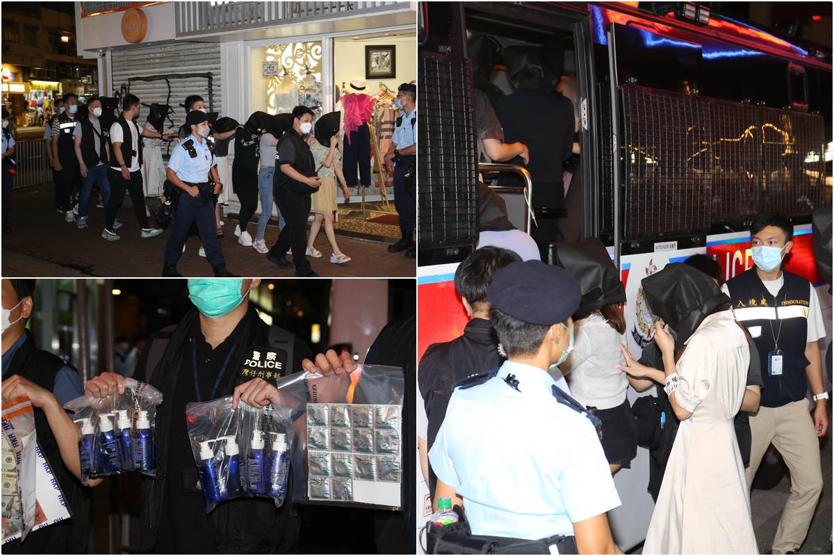 45 ditangkap, 9 diantaranya terlibat prostitusi di Wanchai (Foto HK01)