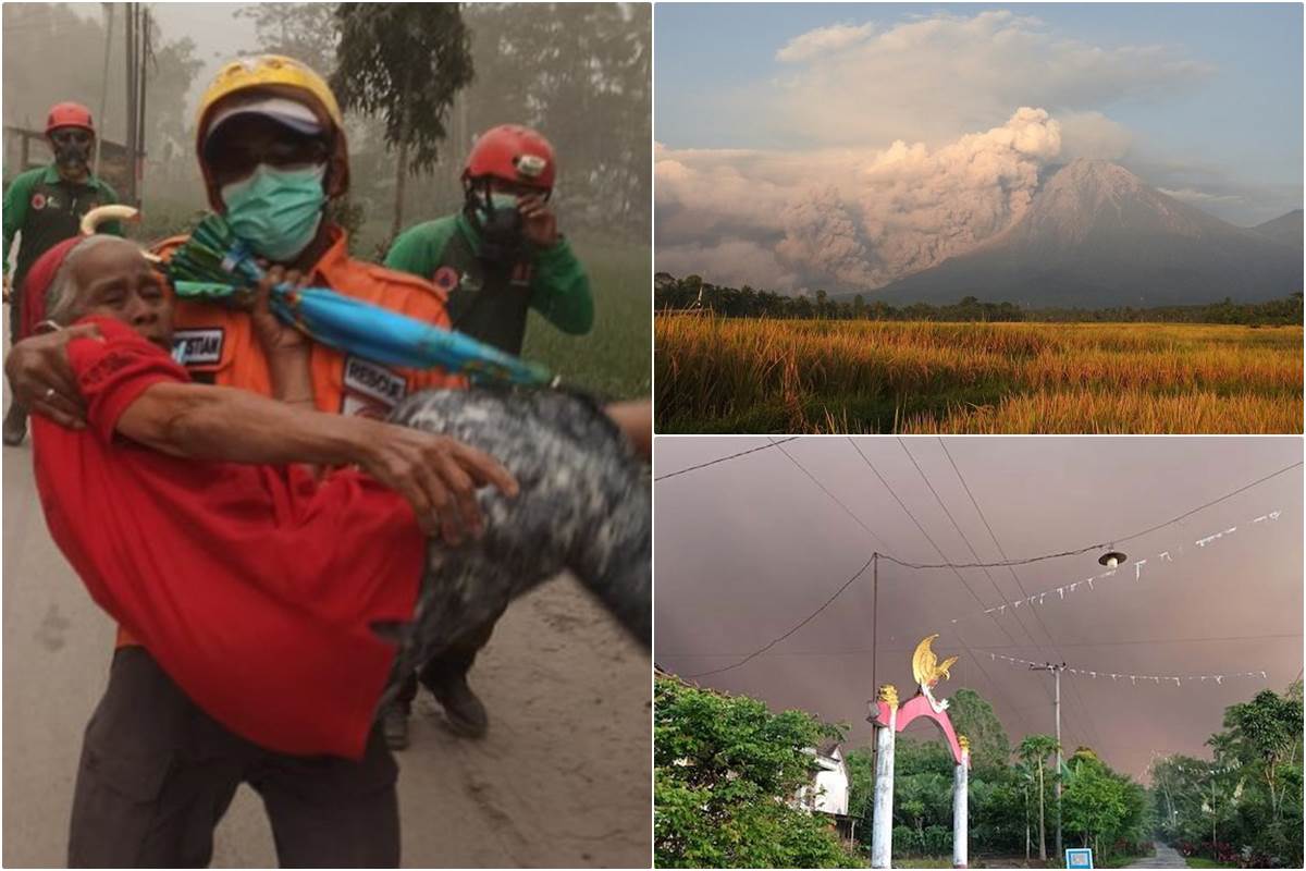 Gunung Semeru kembali alami erupsi dan hembuskan awan panas pada Minggu 4 Desember 2022 (Kolase Foto istimewa)