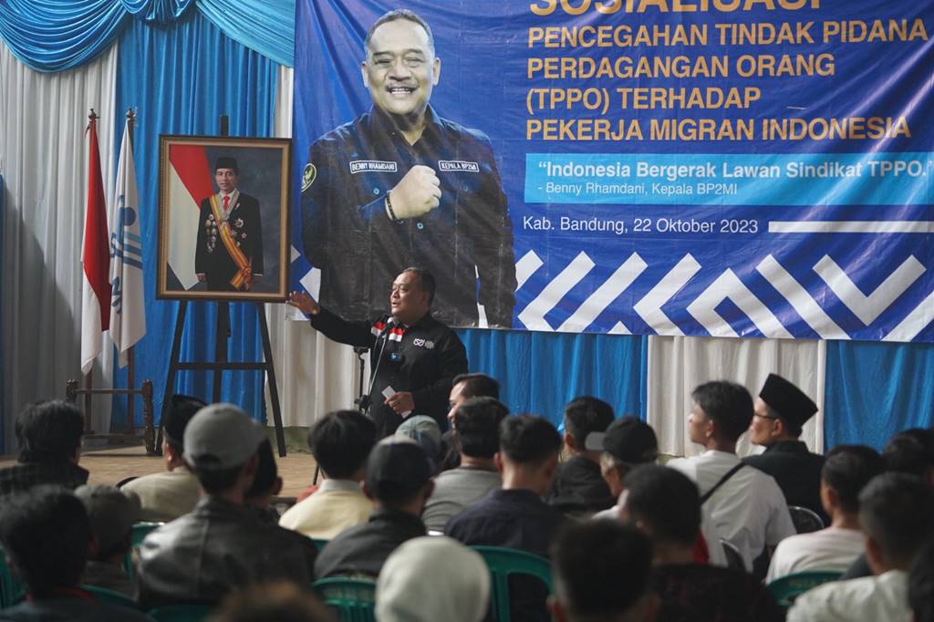 Benny dalam saat sosialisasi di GOR OOK Majalaya, Kecamatan Majalaya, Kabupaten Bandung