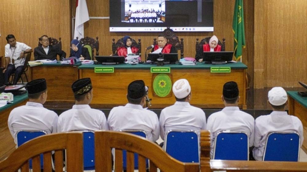 Suasana jalannya sidang PK enam terpidana kasus pembunuhan Vina Cirebon di Pengadilan Negeri Kota Cirebon, Jawa Barat